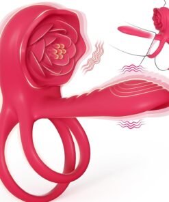 Double Vibrating Cock Ring With Rose Clitoral Stimulator