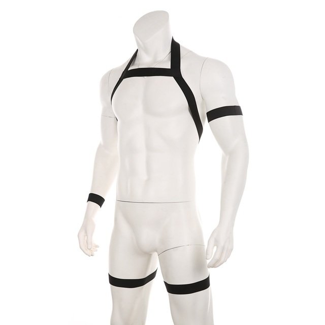 Men's Halterneck With Suspenders Elastic Band Hollow Underwear Body Shaping Nightclub Bondage Clothing - Image 8