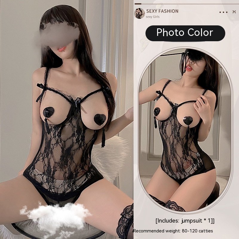Sexy Lingerie Women's Breast Leakage Jumpsuit Hot Temptation Uniform Passion Bed Flirting Suit - Image 5