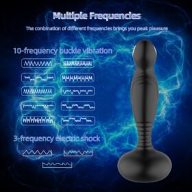 Liquid Silicone Wearable With Remote 10 Modes Recharge Pulling Butt Plug Dildo Mute Toy For Women Men-Black