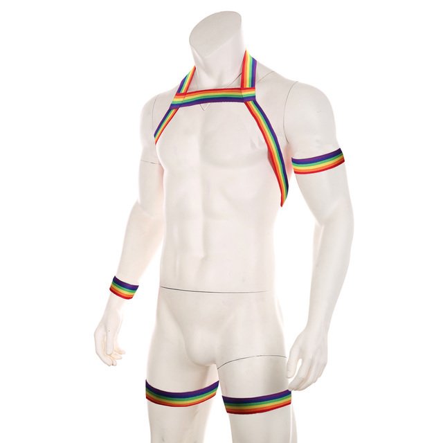 Men's Halterneck With Suspenders Elastic Band Hollow Underwear Body Shaping Nightclub Bondage Clothing - Image 2