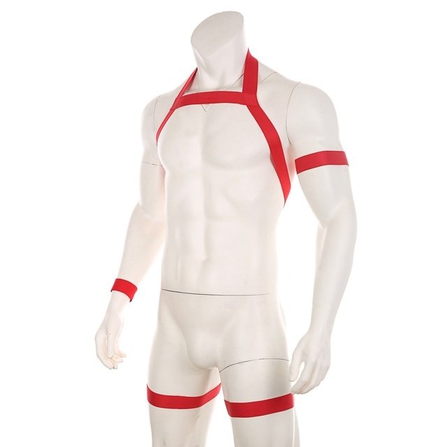 Men's Halterneck With Suspenders Elastic Band Hollow Underwear Body Shaping Nightclub Bondage Clothing - Image 3
