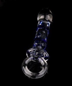 Alternative view of Bead Lock Blue Core Hand Pull Type Glass Dildo Product