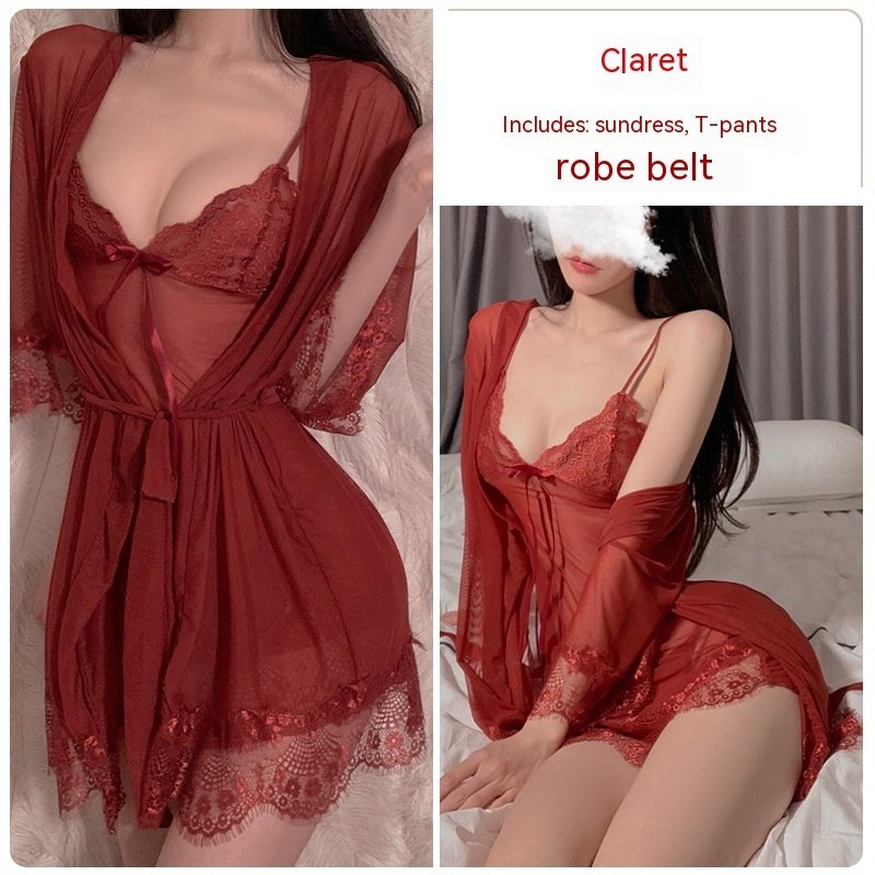 Ruoruo Sexy Lingerie Sexy Pure Color Mesh See-through Sling Women - Image 3