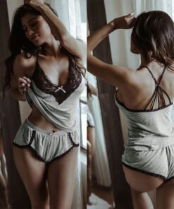 Sexy sexy lace suspender comfortable pajamas set