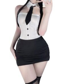 Alternative view of Sexy Underwear Milk Silk One-Piece Wipe Chest Secretary Suit Sexy