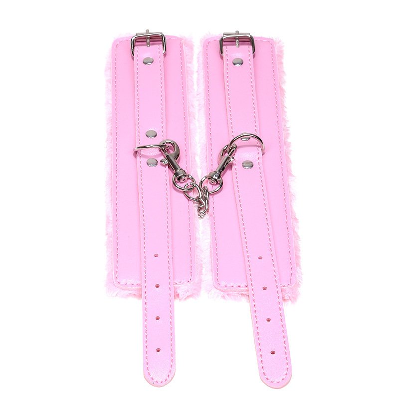 Boudoir Elegant Simple Plain Leather Plush Handcuffs - Image 3