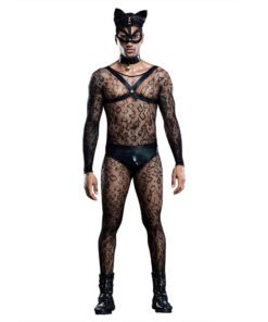 Cat Male Sexy Uniform See-through Sexy One-piece Net