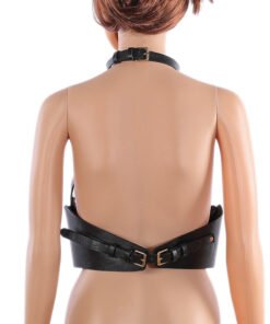 Alternative view of Nightclub Performance Props Leather Pearl Bra Bondage Top