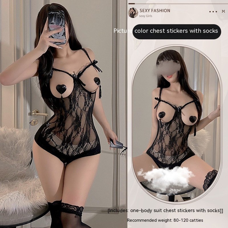 Sexy Lingerie Women's Breast Leakage Jumpsuit Hot Temptation Uniform Passion Bed Flirting Suit - Image 10