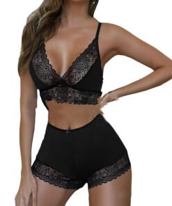 Alternative view of Sexy Leopard Lace Stitching Two-piece Suit Sexy Lingerie