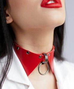 Leather Collar Wide Neck Strap Adjustable Belt  Bondage Garter Ladies