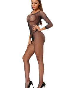 Fashion Sexy Ladies Lingerie Bodysuit Sequined Mesh Tights
