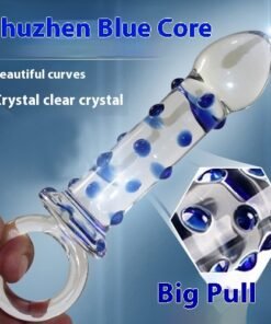 Bead Lock Blue Core Hand Pull Type Glass Dildo Product