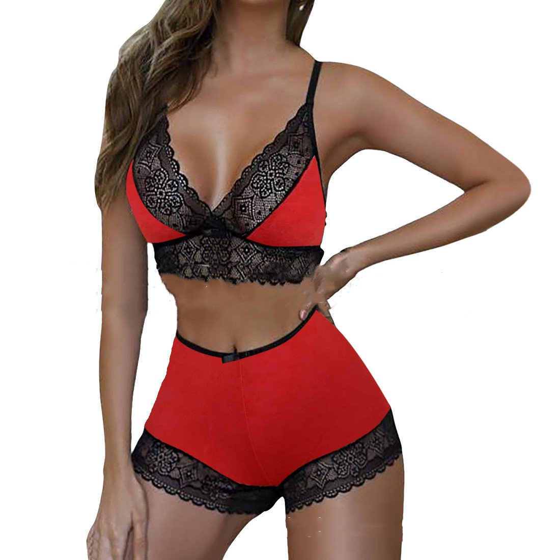 Sexy Leopard Lace Stitching Two-piece Suit Sexy Lingerie - Image 4