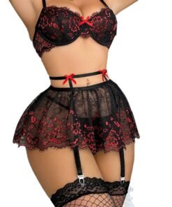 Alternative view of Lace Sexy Backless See-through Underwear Sexy Suit Women 4 PCs Set