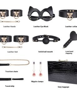 Alternative view of High-end Props Genuine Leather Eight-piece Set Bondage And Discipline Handcuffs