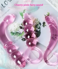 Cherry Pink Magic Wand Glass Dildo Vaginal And Anal Dual-use