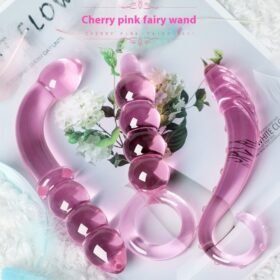 Cherry Pink Magic Wand Glass Dildo Vaginal And Anal Dual-use