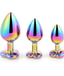 Colorful Heart Shaped Metal Anal Plug Set